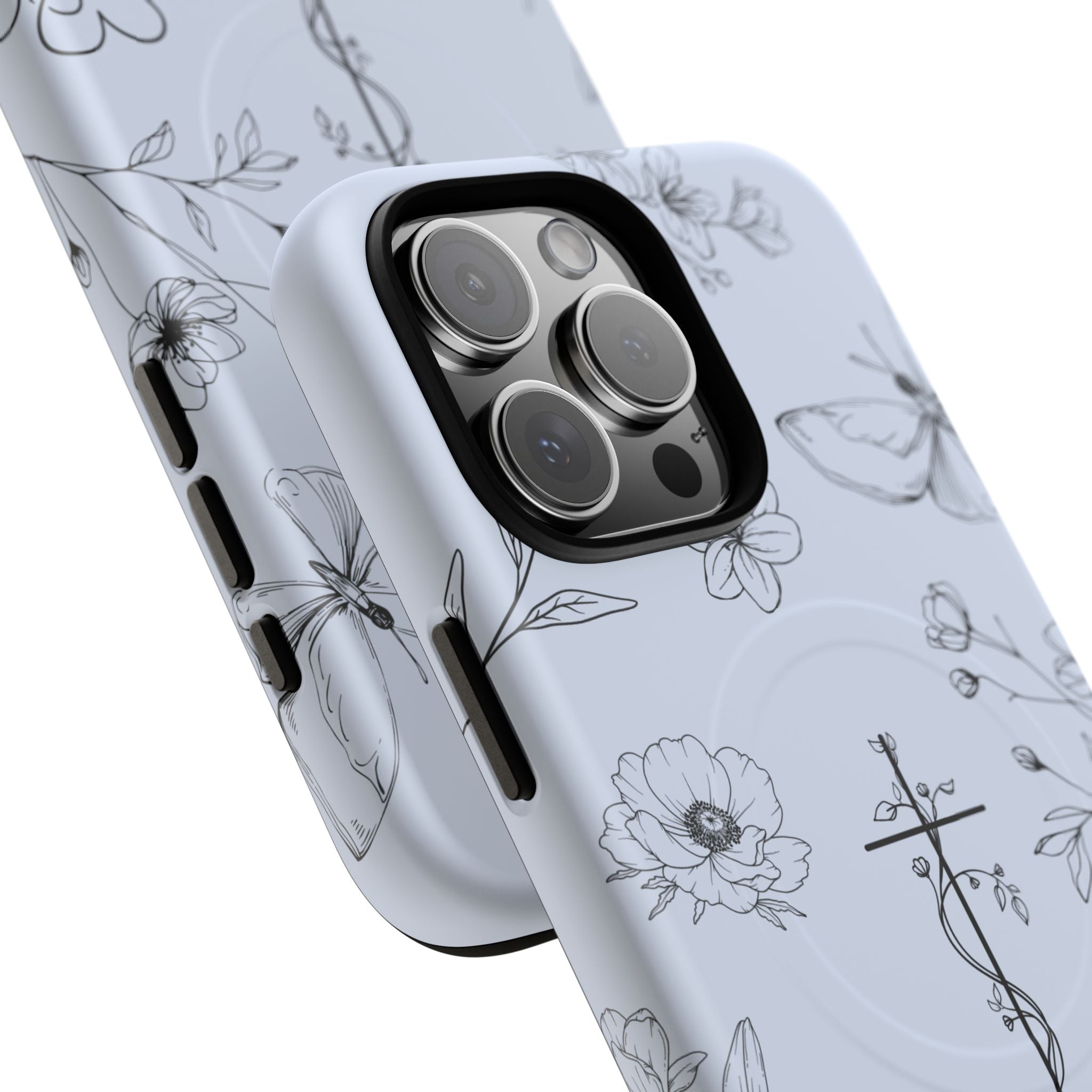 Floral Cross Tough Magnetic Phone Case — Faith-Inspired Protective iPhone Cover