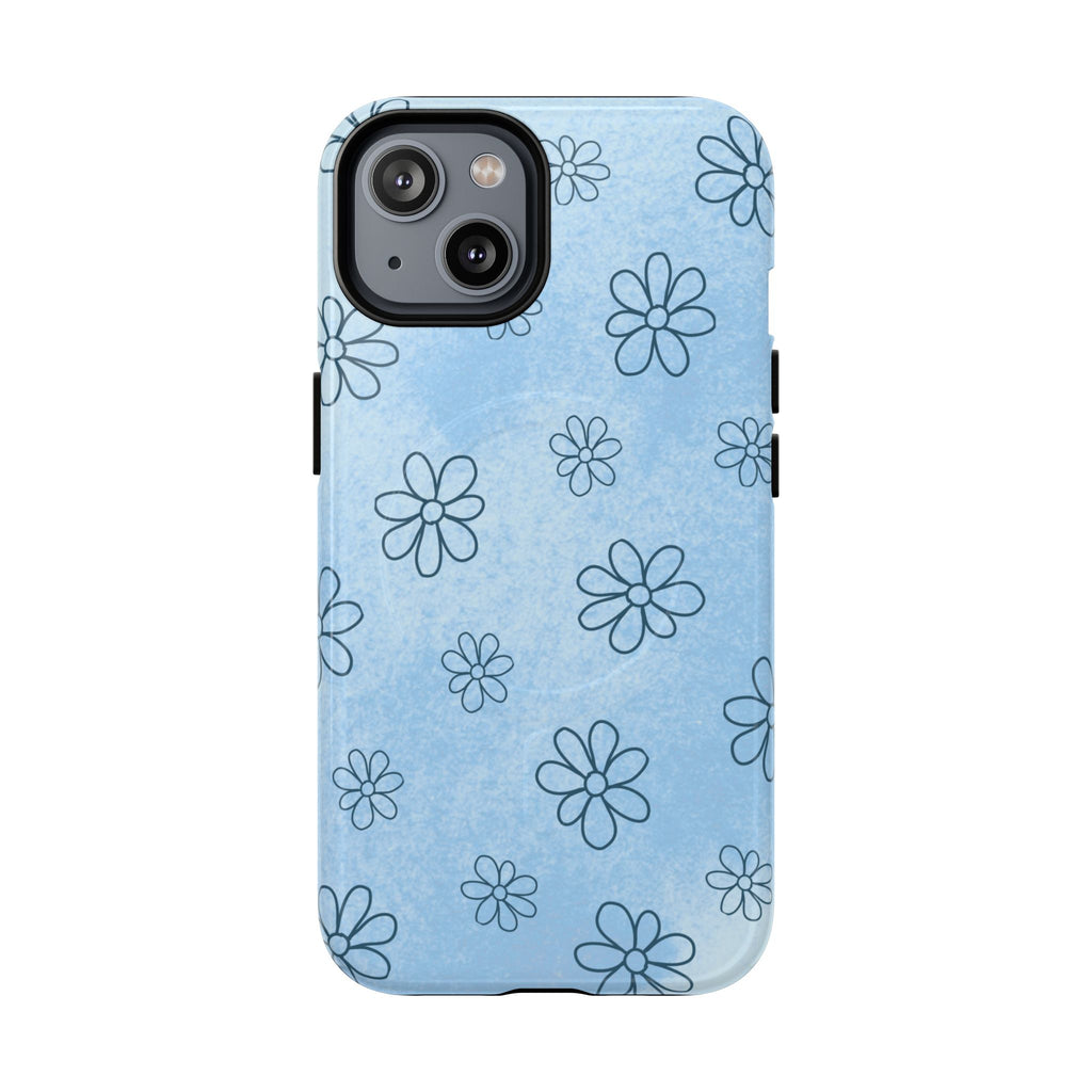 Blue Daisy Magnetic Tough Case — Floral Phone Case with Soft Watercolor Vibe