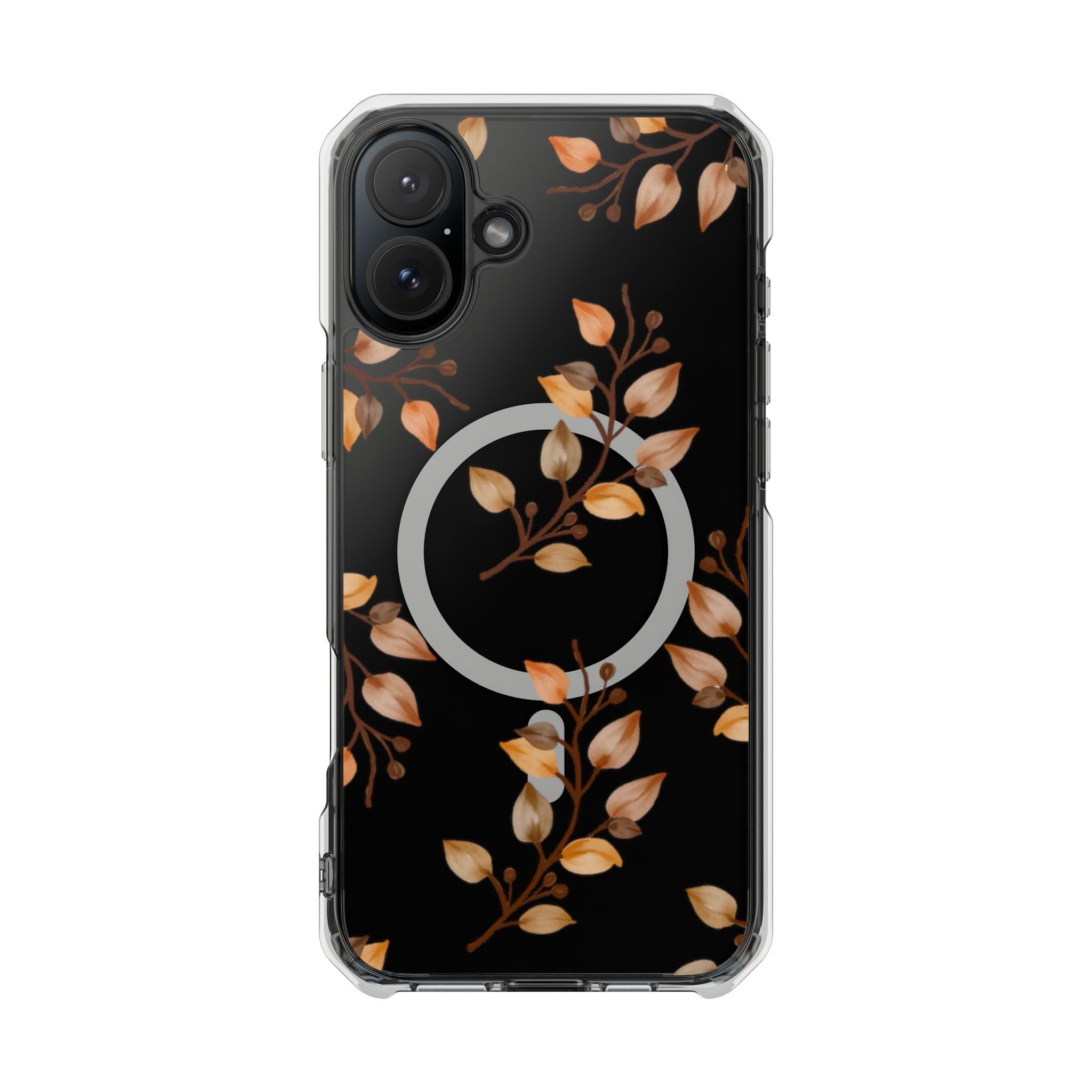 Clear Magnetic Phone Case — Autumn Gold Leaves Design