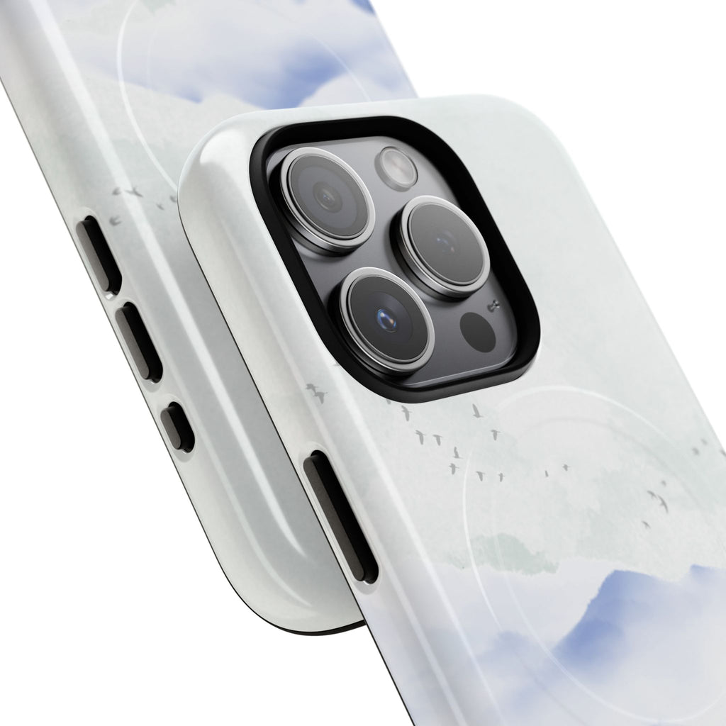 Magnetic Tough Phone Case — Serene Watercolor Mountain Design