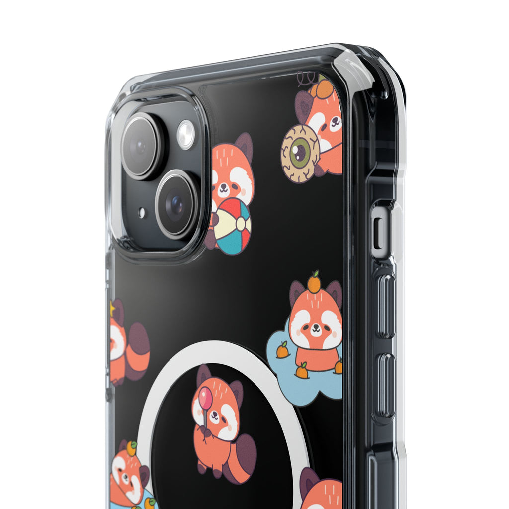 Red Panda Pattern Clear MagSafe Phone Case — Magnetic Protective Case