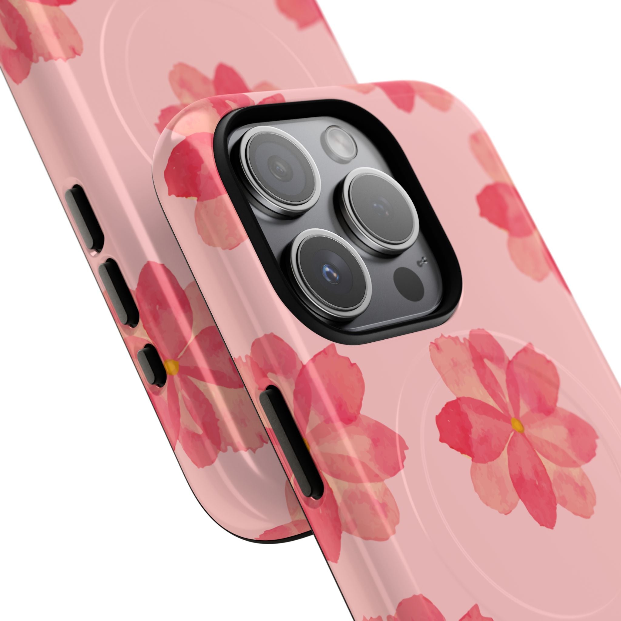 Pink Floral Tough Magnetic Phone Case — Sakura Blossom Protective Cover