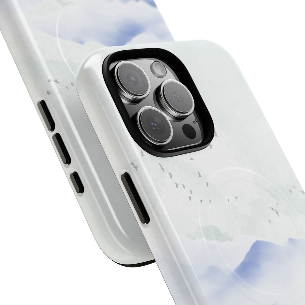 Magnetic Tough Phone Case — Serene Watercolor Mountain Design