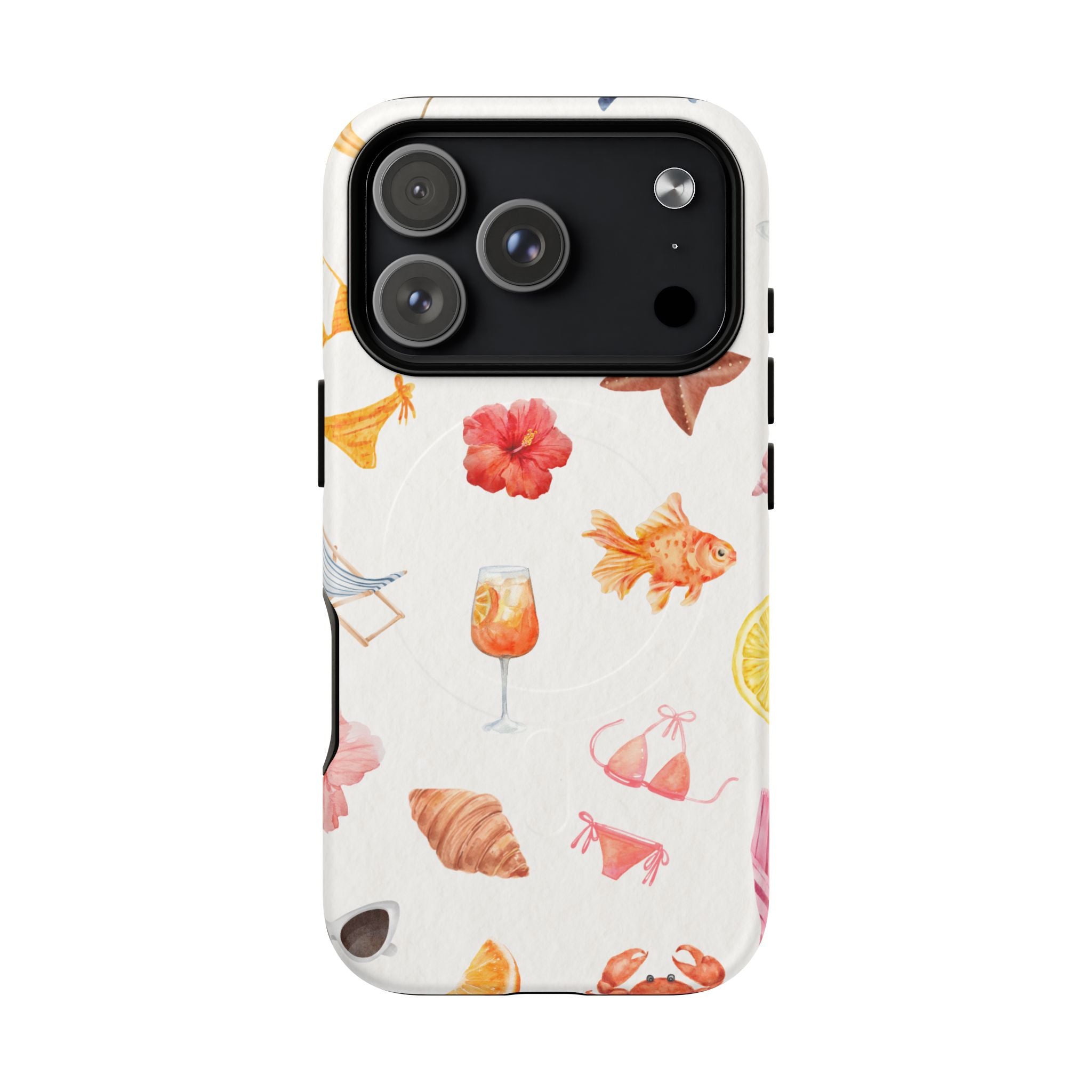 Beach Pattern Tough Magnetic Phone Case — Tropical Shells, Starfish & Summer Icons