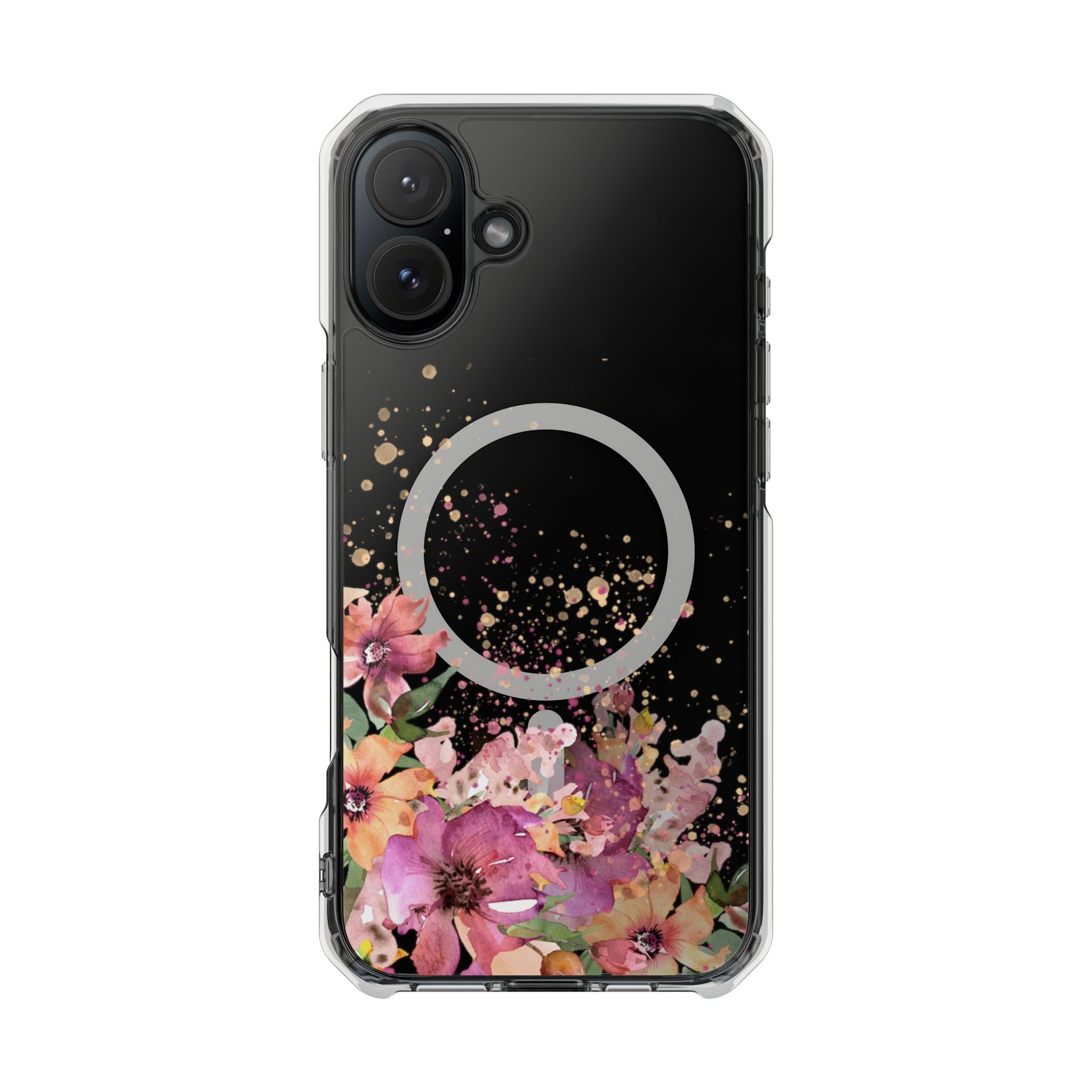 MagSafe Clear Phone Case — Pink Floral Protective Case