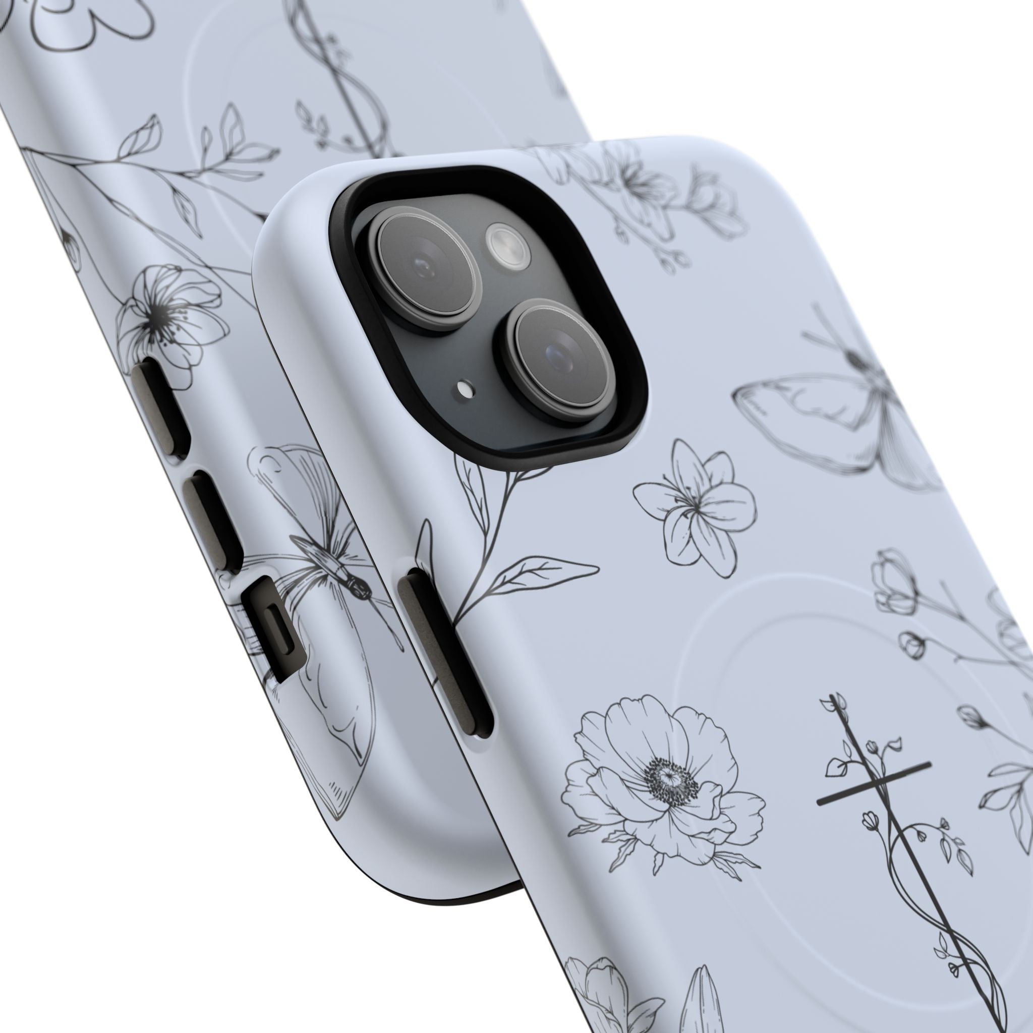 Floral Cross Tough Magnetic Phone Case — Faith-Inspired Protective iPhone Cover