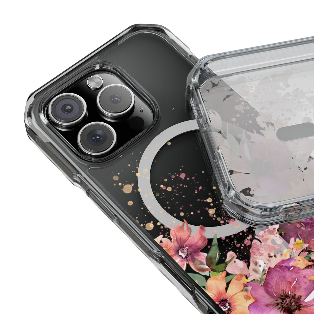 MagSafe Clear Phone Case — Pink Floral Protective Case