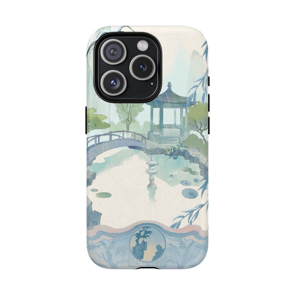 Serene Pagoda Tough Magnetic Phone Case – Watercolor Zen Garden Protection