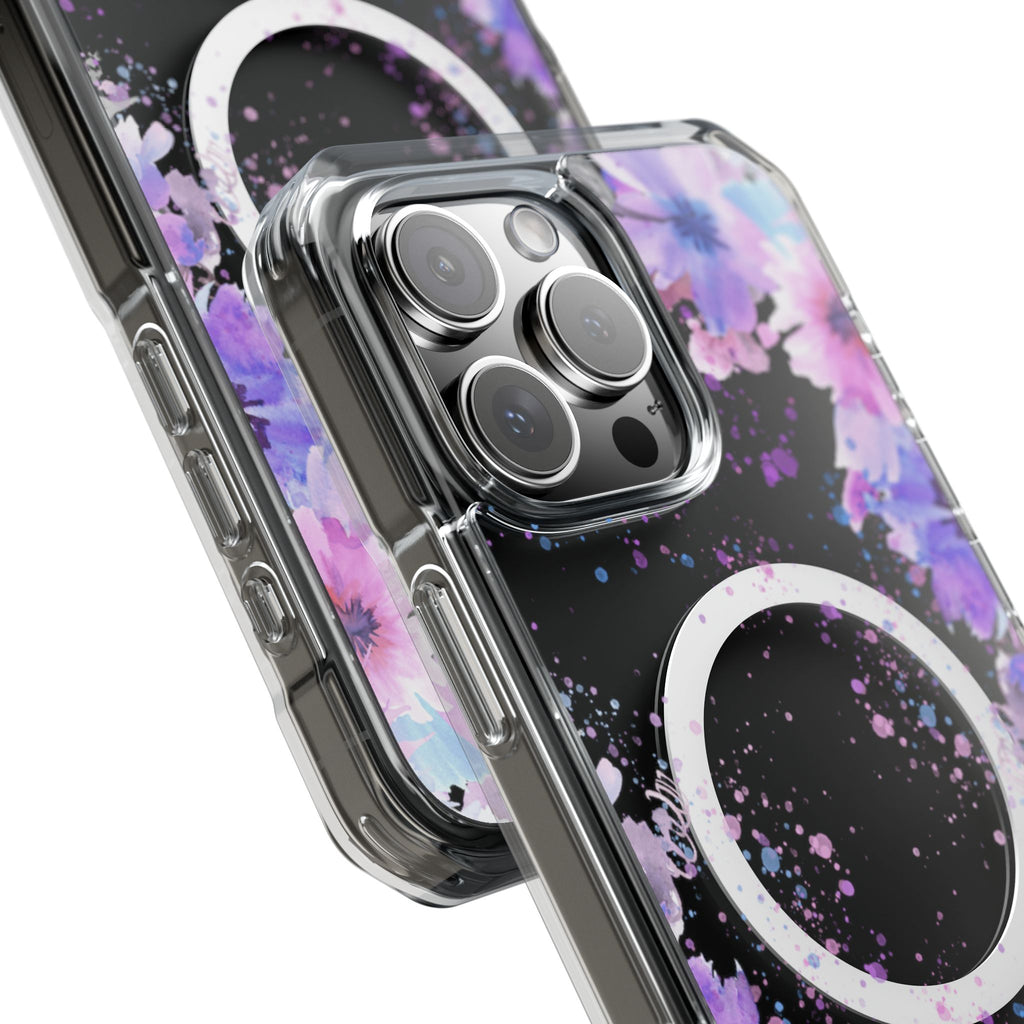 MagSafe Clear Phone Case — Purple Watercolor Floral
