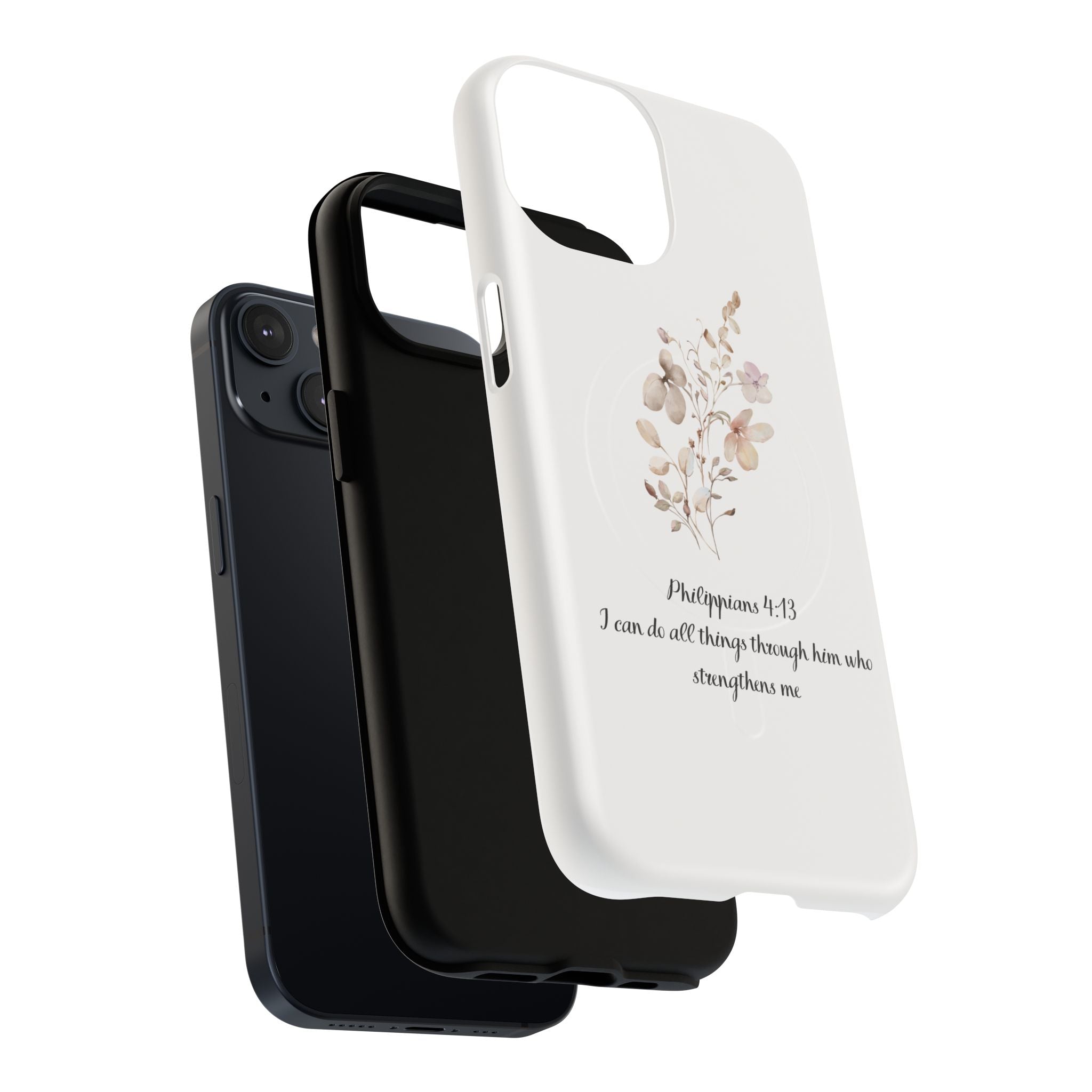 Floral Scripture Tough Magnetic Phone Case — “I Can Do All Things” Philippians 4:13