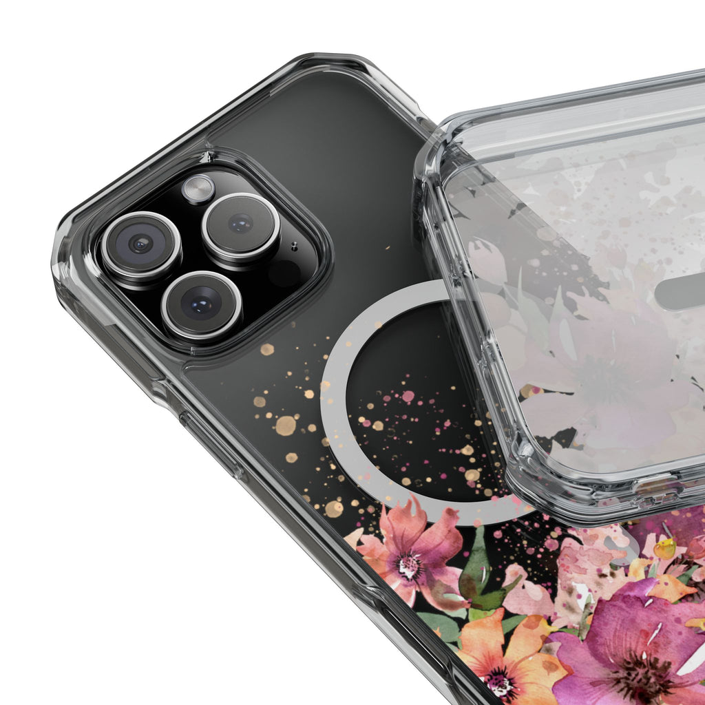 MagSafe Clear Phone Case — Pink Floral Protective Case
