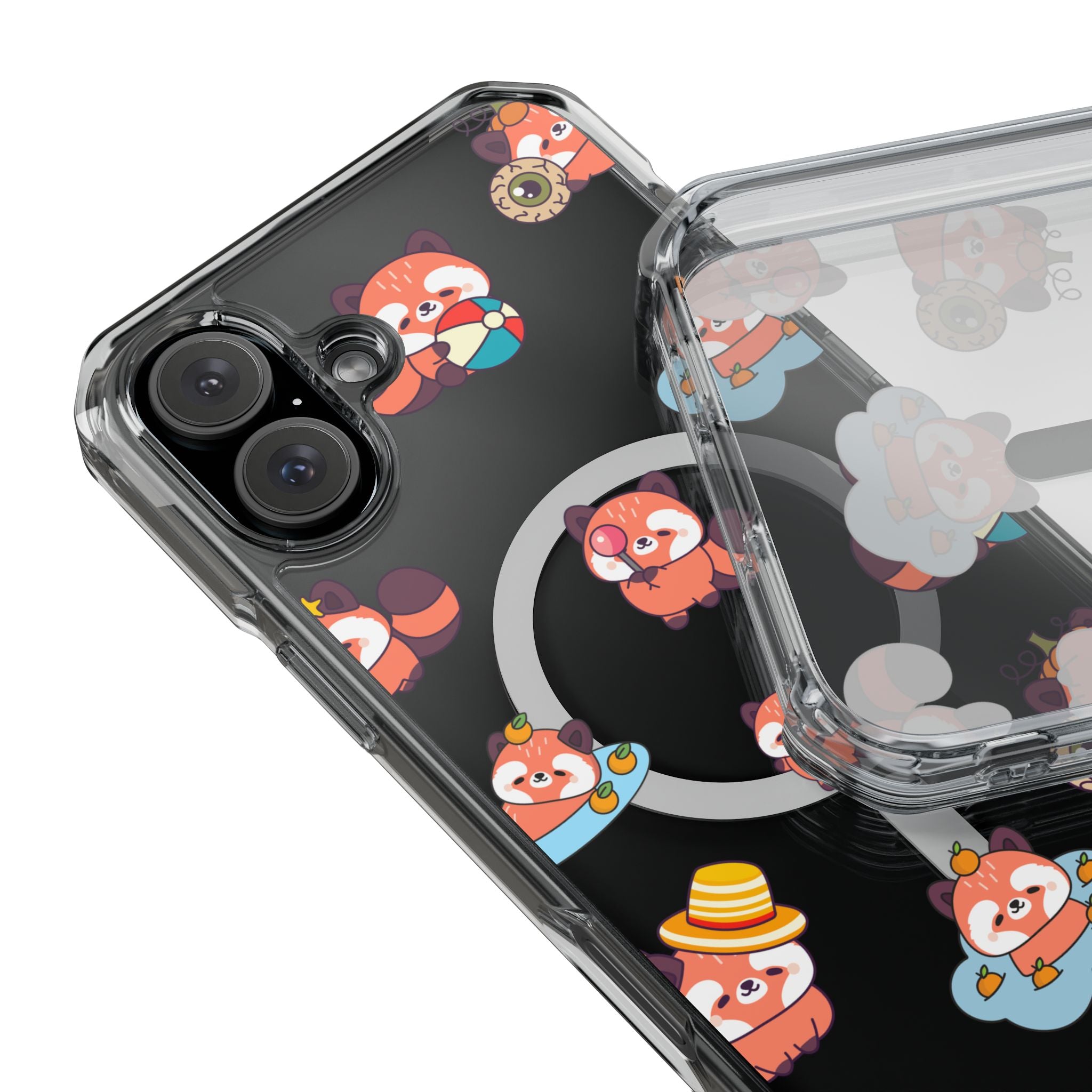 Red Panda Pattern Clear MagSafe Phone Case — Magnetic Protective Case