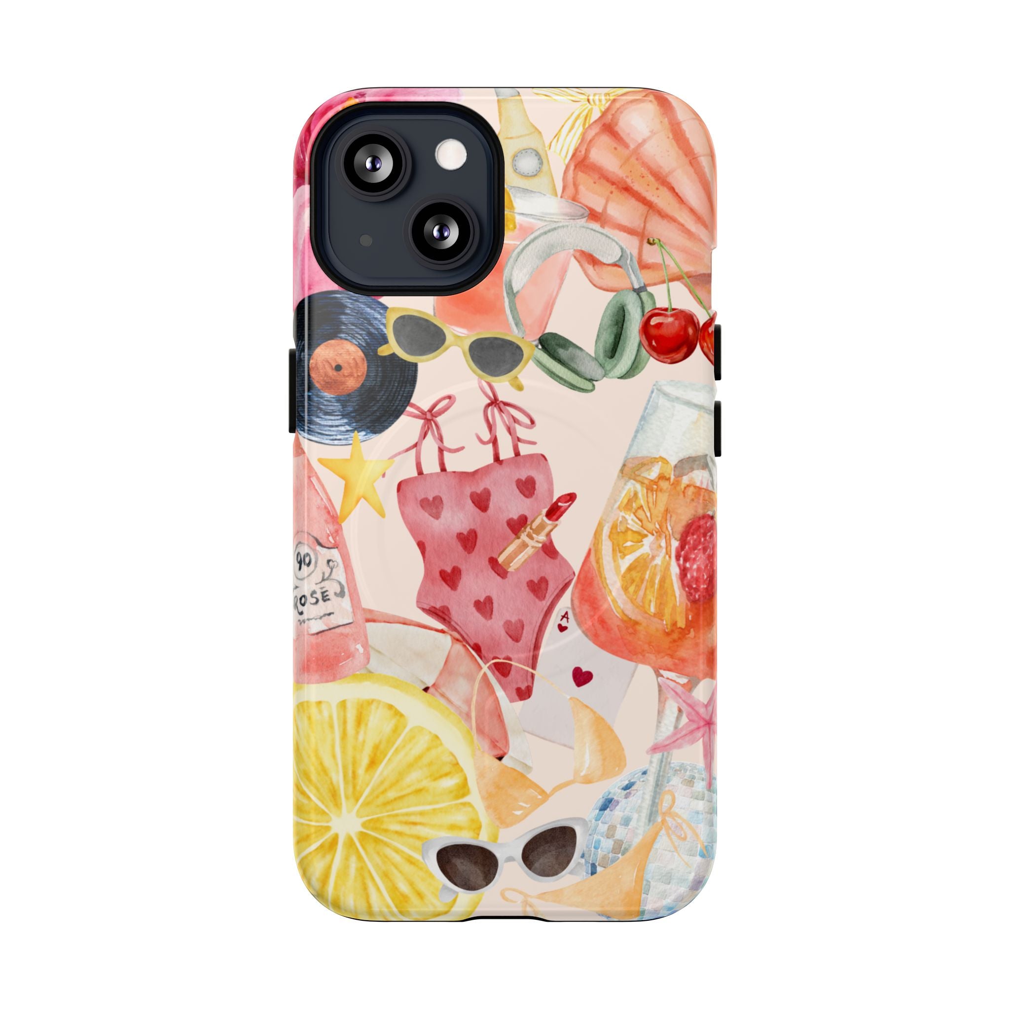 Tropical Summer Phone Case – Beach Drinks & Swimwear Magnetic Tough Case
