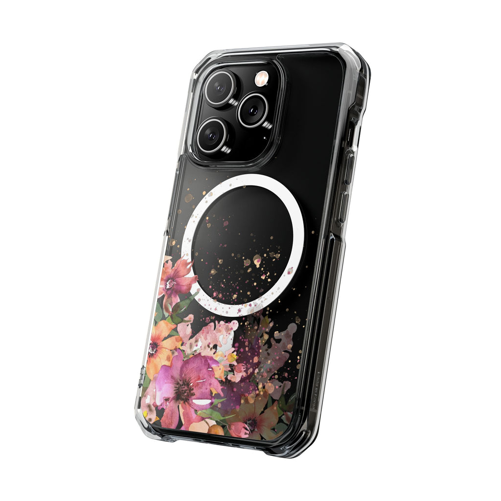 MagSafe Clear Phone Case — Pink Floral Protective Case