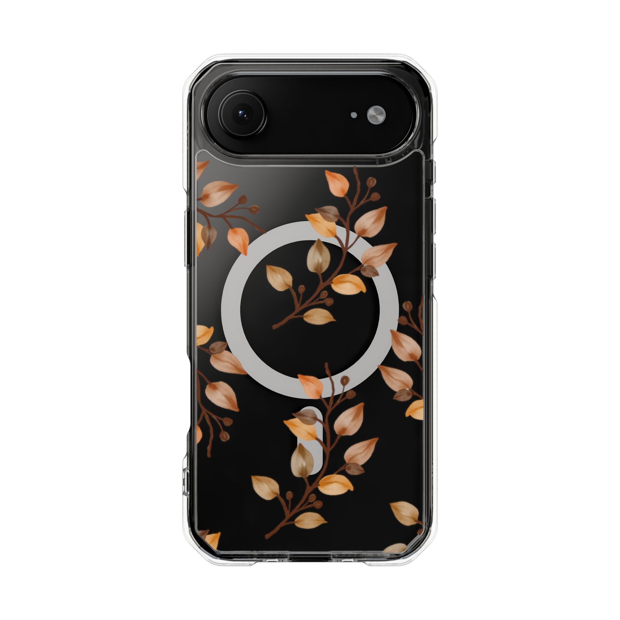 Clear Magnetic Phone Case — Autumn Gold Leaves Design