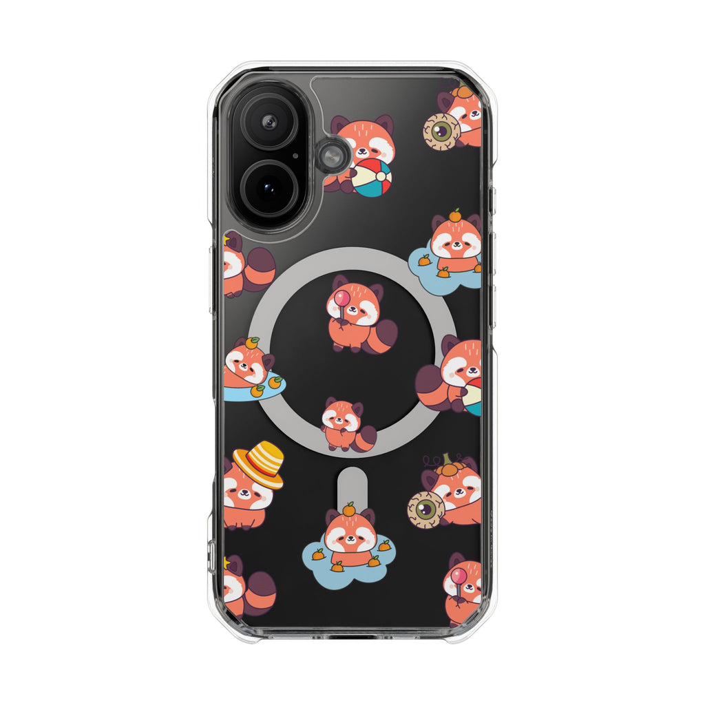 Red Panda Pattern Clear MagSafe Phone Case — Magnetic Protective Case