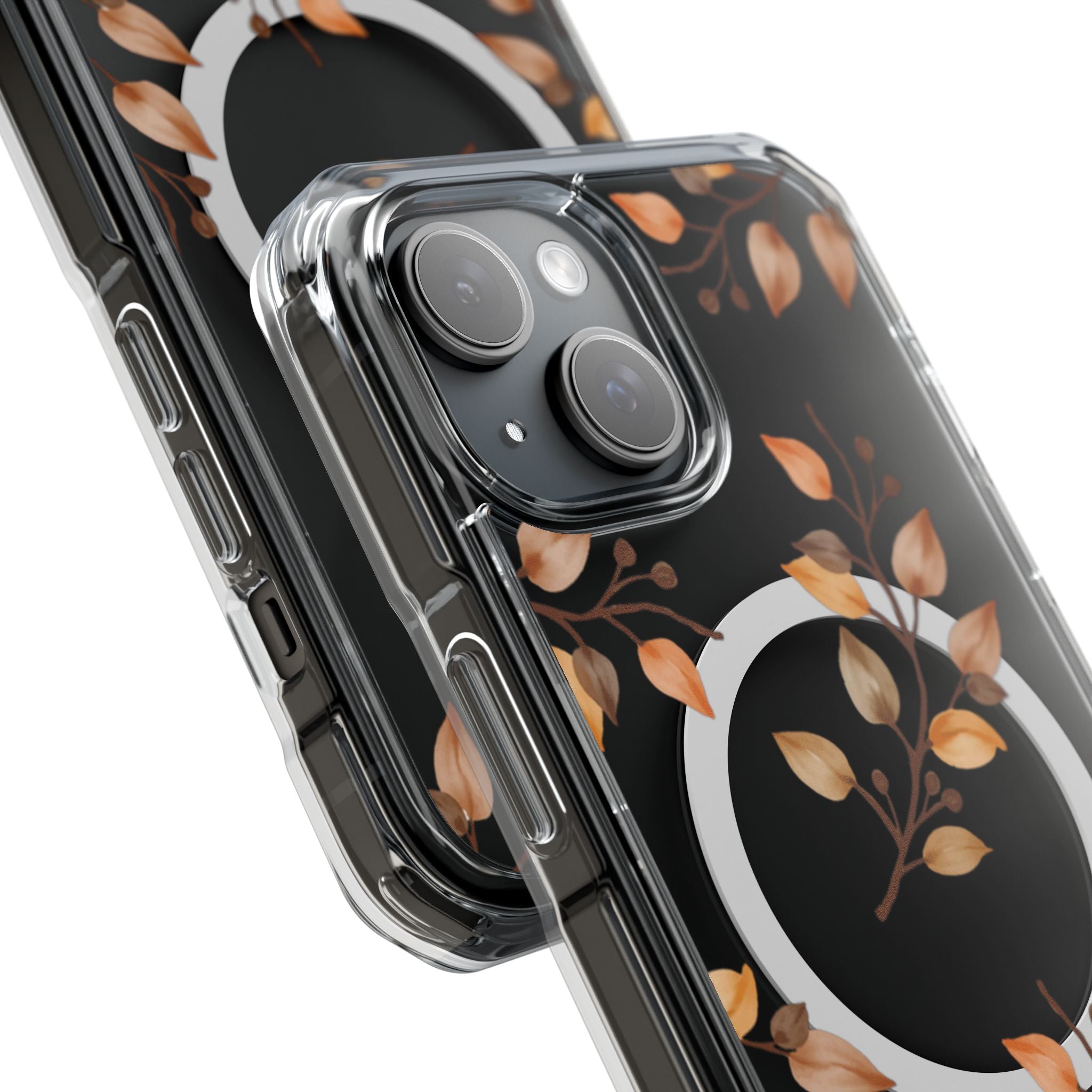 Clear Magnetic Phone Case — Autumn Gold Leaves Design
