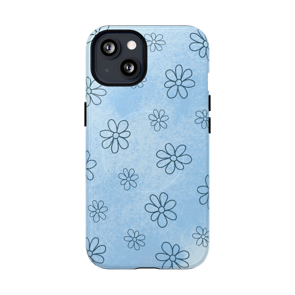 Blue Daisy Magnetic Tough Case — Floral Phone Case with Soft Watercolor Vibe