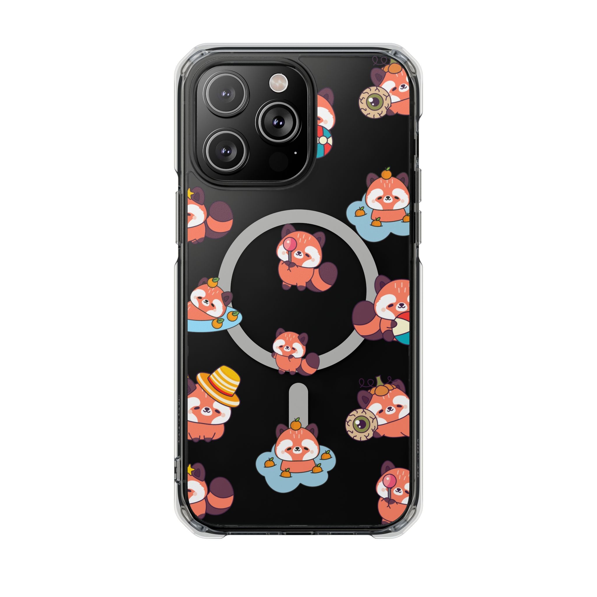 Red Panda Pattern Clear MagSafe Phone Case — Magnetic Protective Case