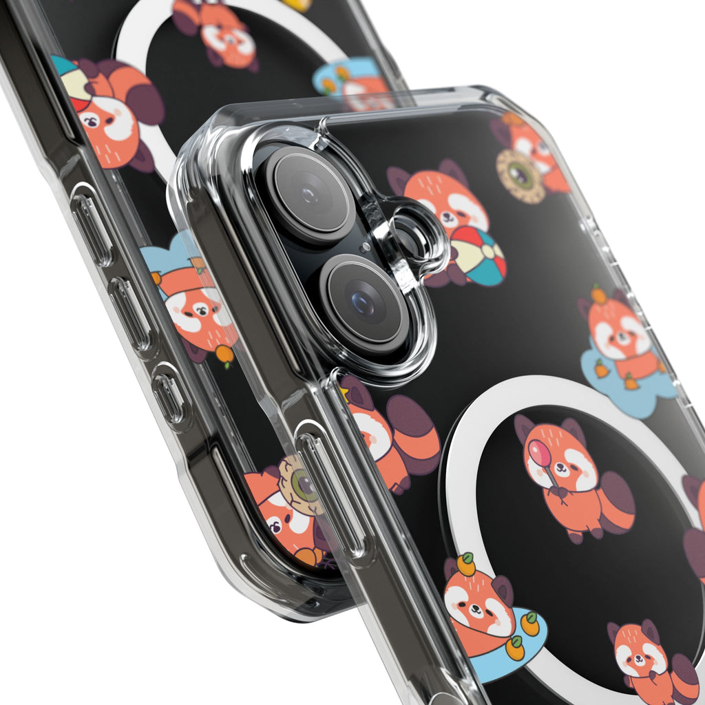 Red Panda Pattern Clear MagSafe Phone Case — Magnetic Protective Case