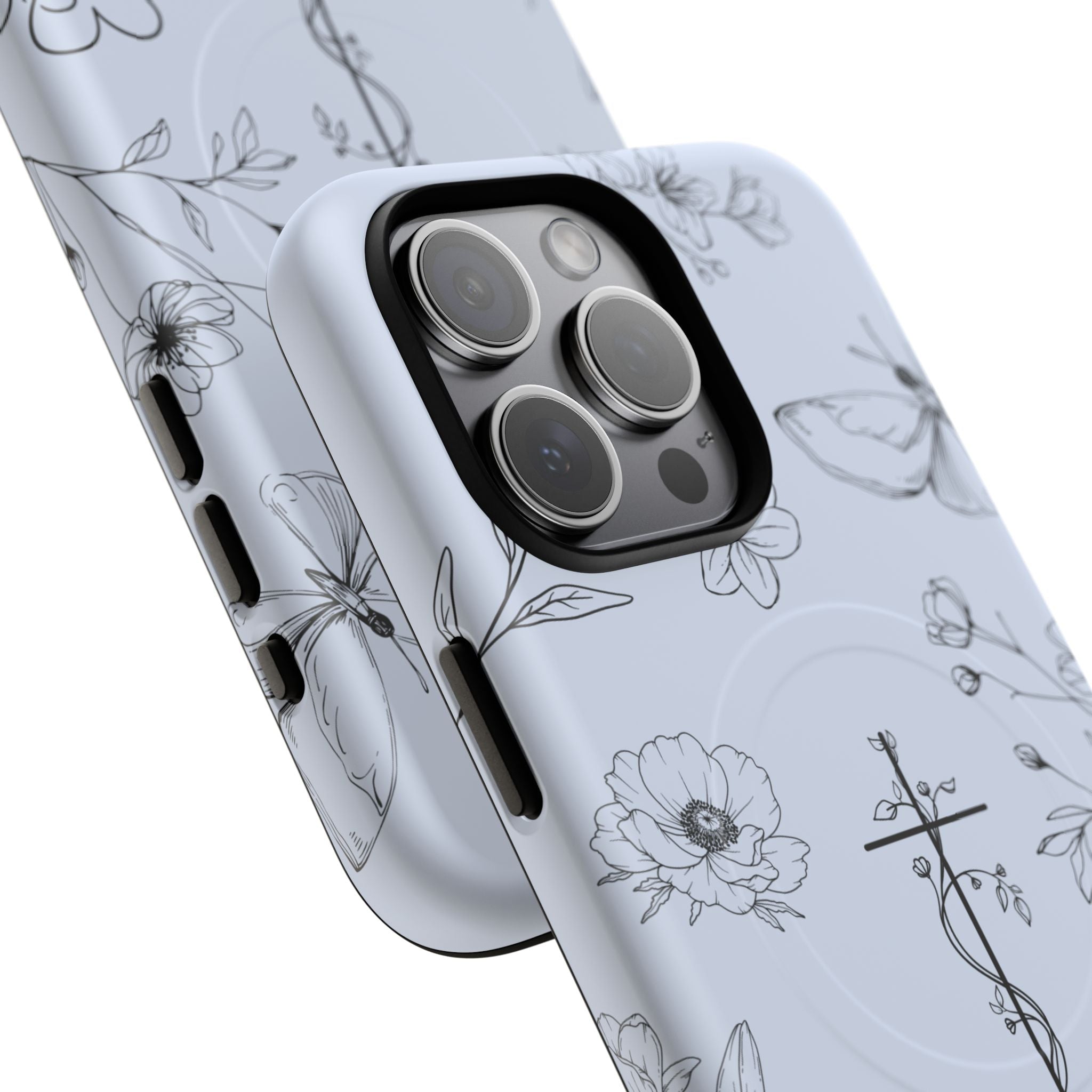 Floral Cross Tough Magnetic Phone Case — Faith-Inspired Protective iPhone Cover