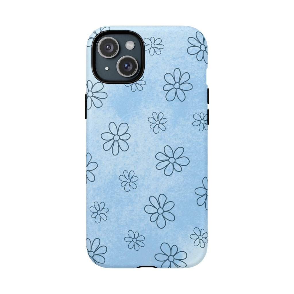 Blue Daisy Magnetic Tough Case — Floral Phone Case with Soft Watercolor Vibe