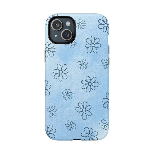 Blue Daisy Magnetic Tough Case — Floral Phone Case with Soft Watercolor Vibe