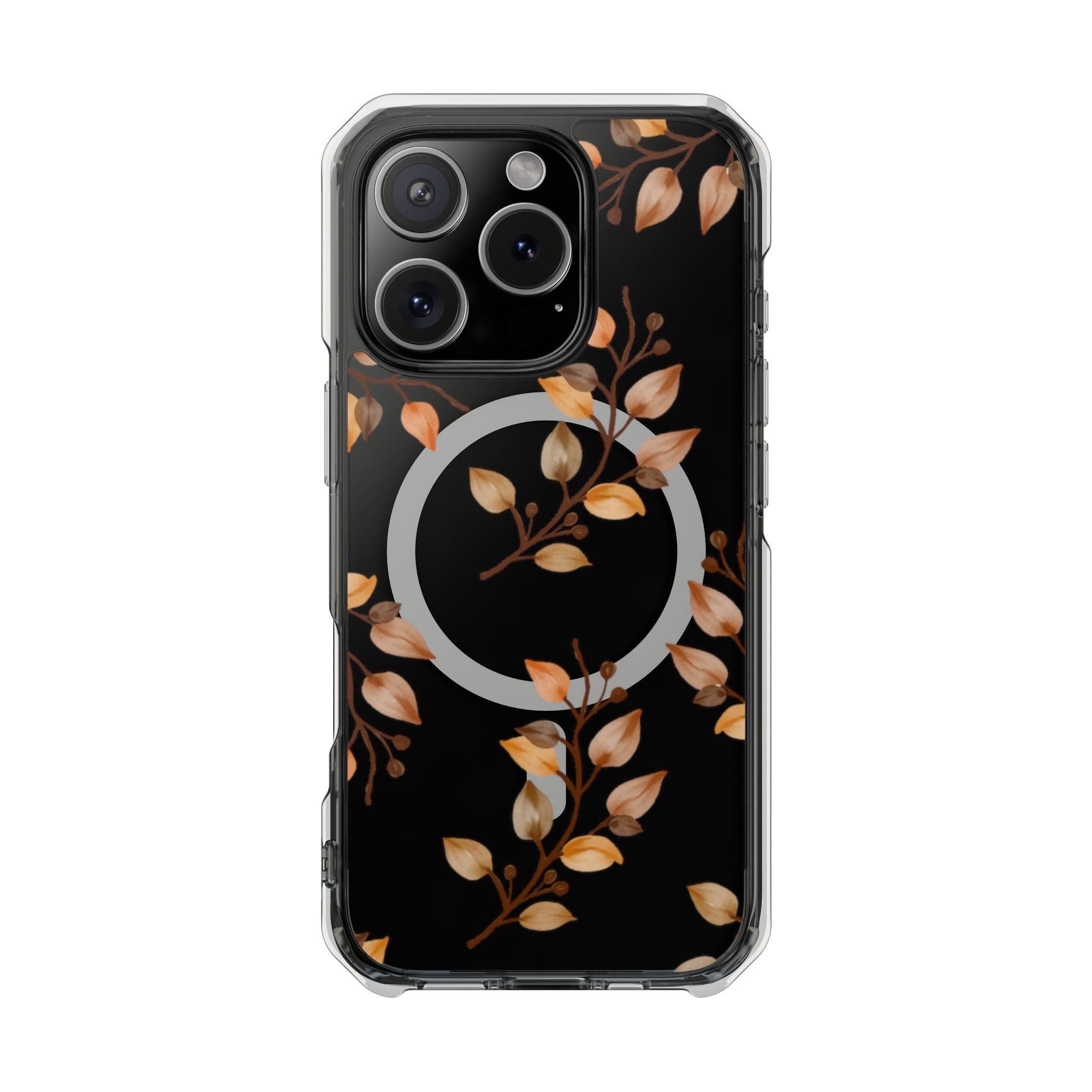 Clear Magnetic Phone Case — Autumn Gold Leaves Design