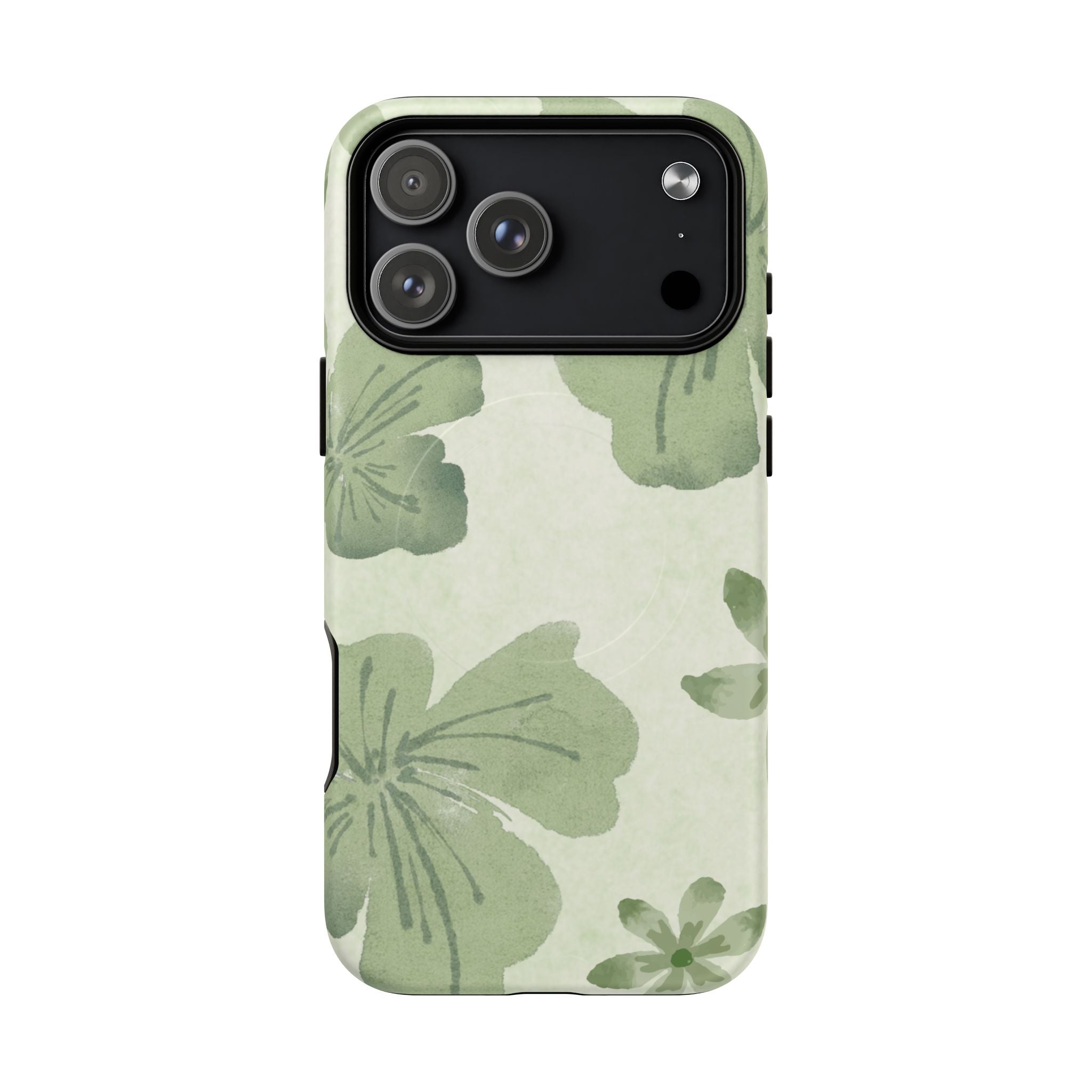 Green Watercolor Hibiscus Tough Magnetic Phone Case