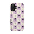 Floral Check Pattern Tough Magnetic Phone Case — Lavender Retro Grid