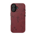 Floral Cross Tough Magnetic Phone Case — Burgundy Protective Cover