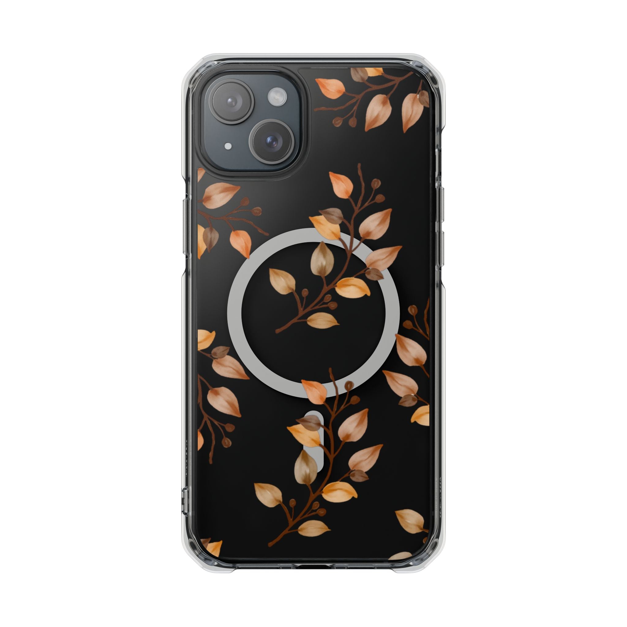 Clear Magnetic Phone Case — Autumn Gold Leaves Design