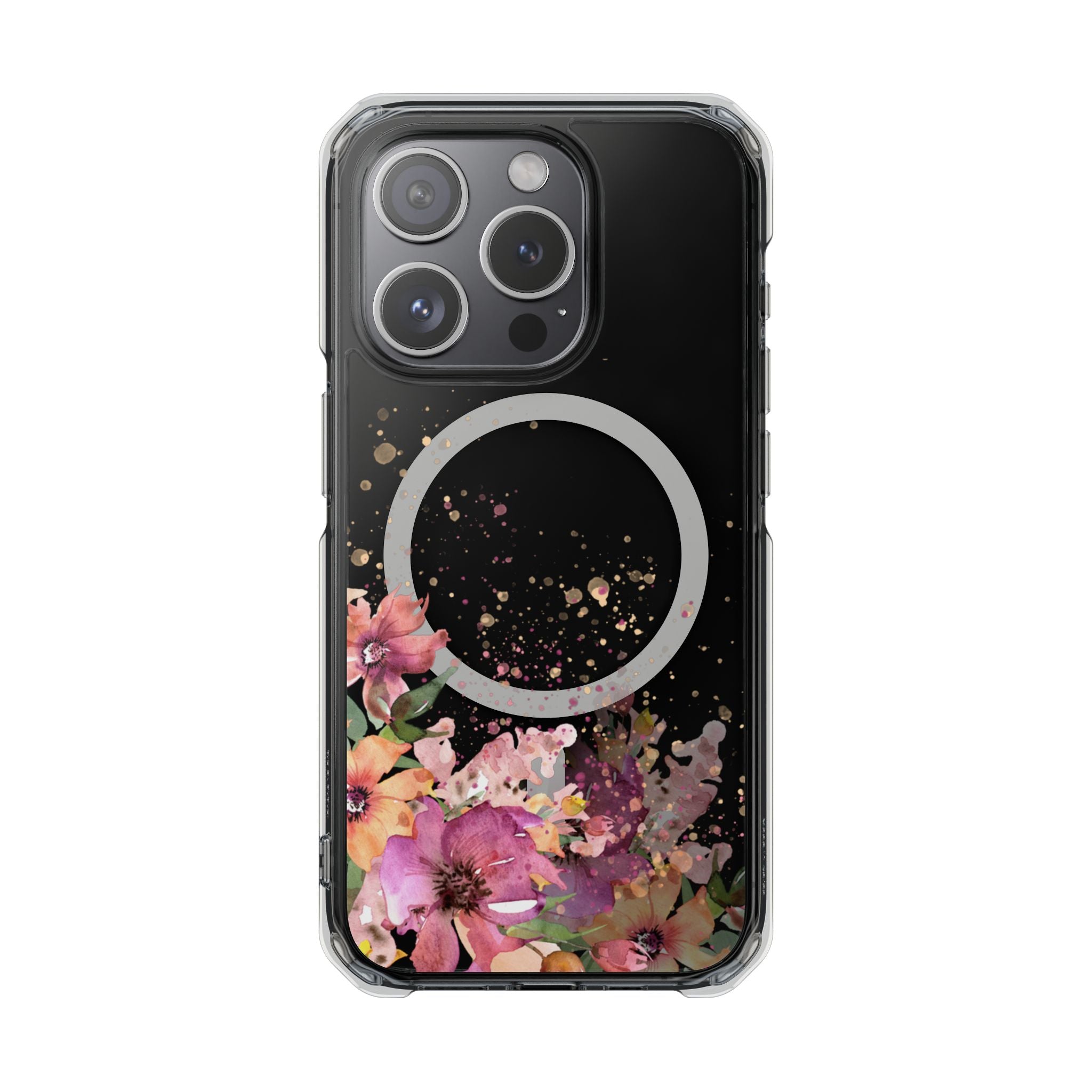 MagSafe Clear Phone Case — Pink Floral Protective Case