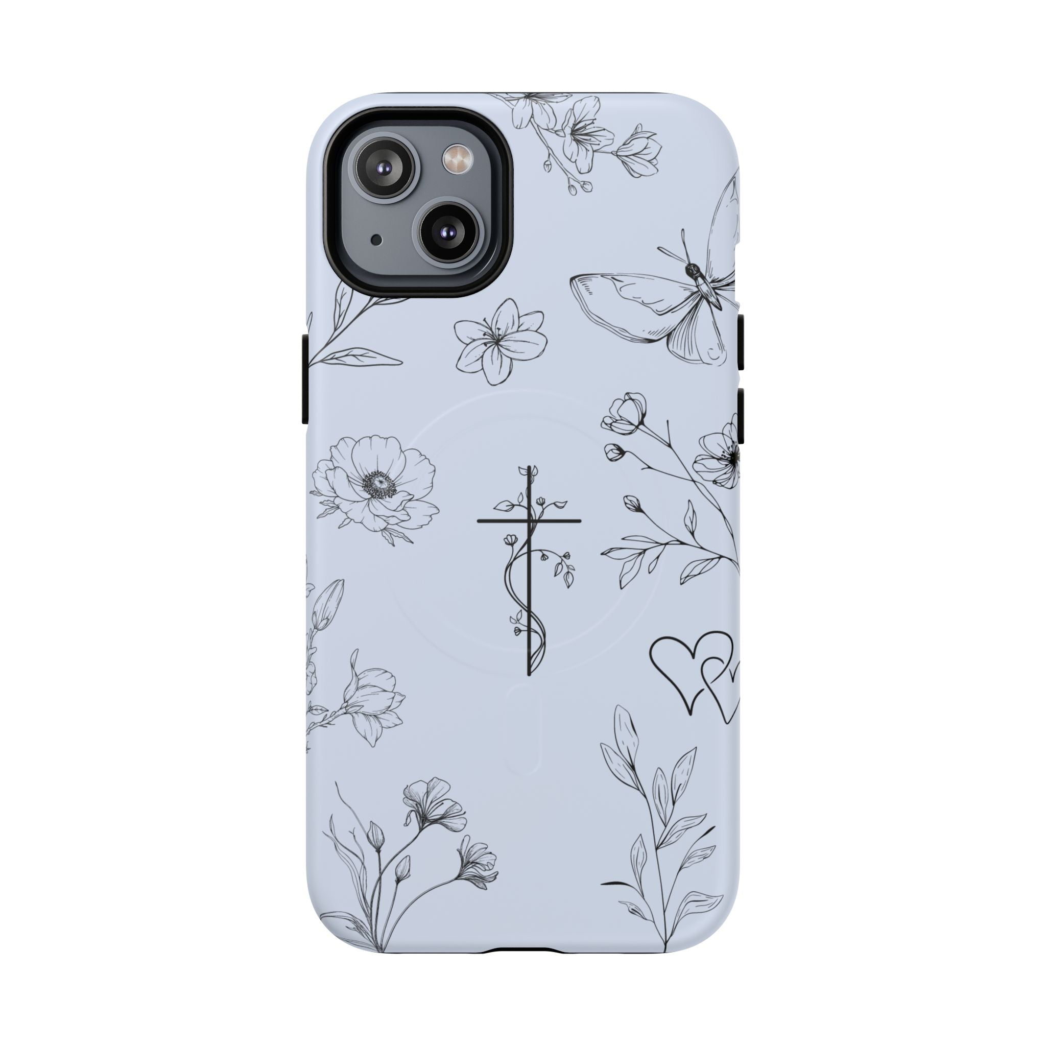 Floral Cross Tough Magnetic Phone Case — Faith-Inspired Protective iPhone Cover