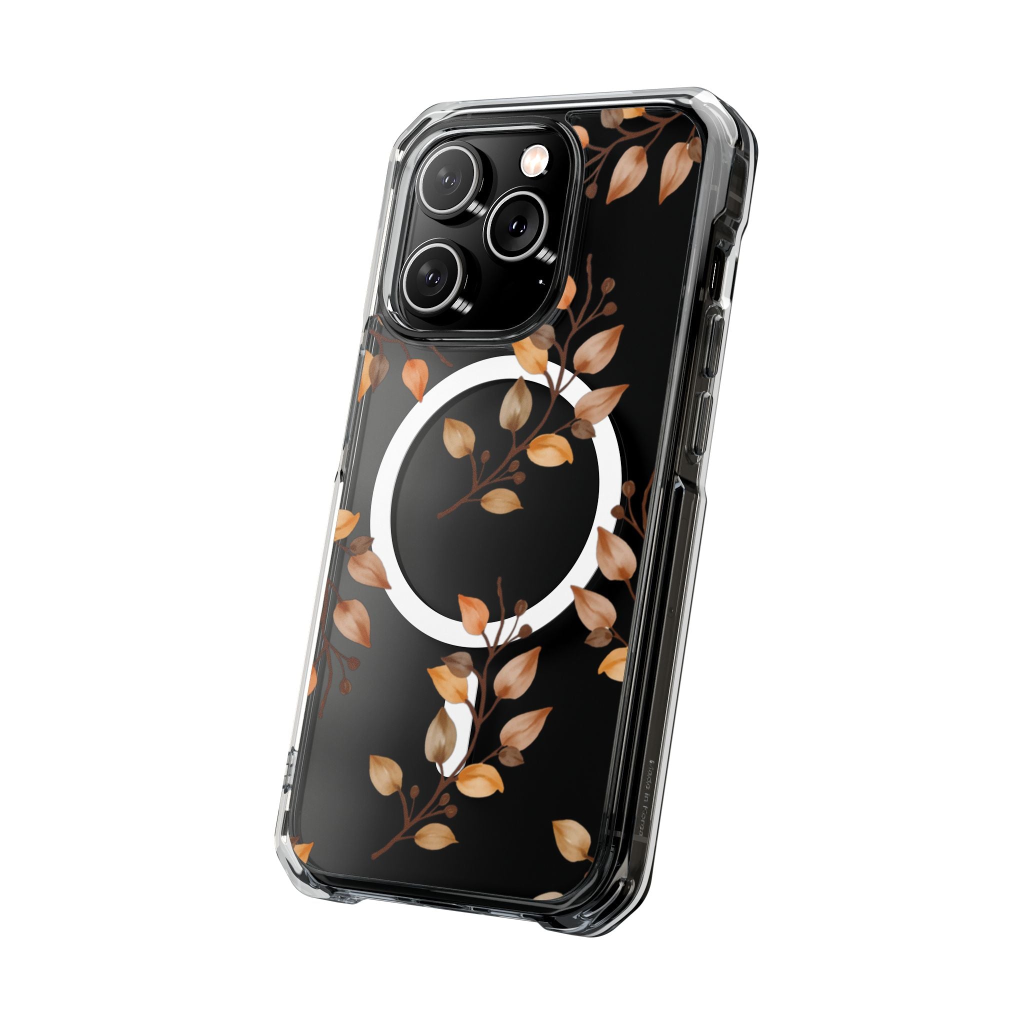 Clear Magnetic Phone Case — Autumn Gold Leaves Design