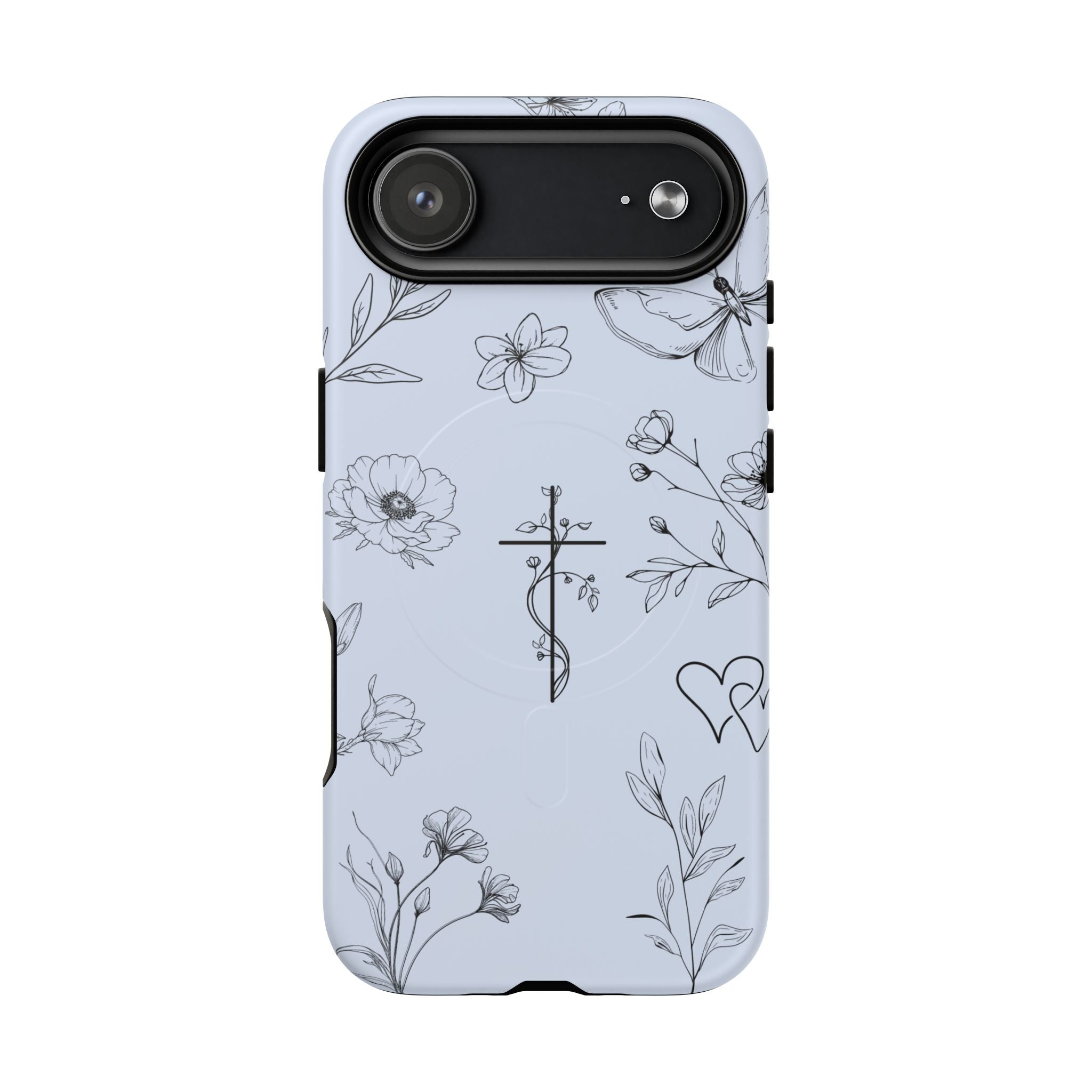 Floral Cross Tough Magnetic Phone Case — Faith-Inspired Protective iPhone Cover