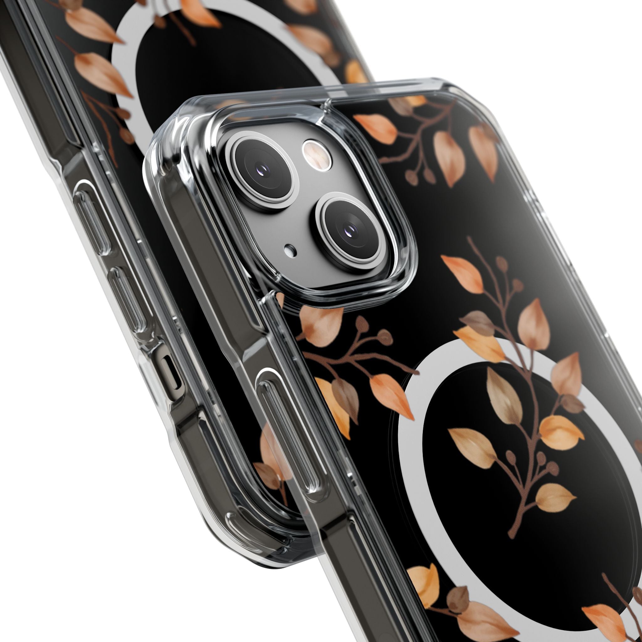 Clear Magnetic Phone Case — Autumn Gold Leaves Design