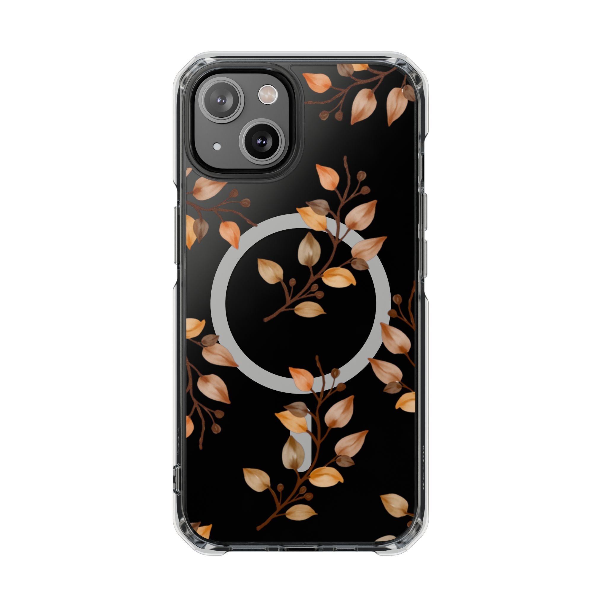 Clear Magnetic Phone Case — Autumn Gold Leaves Design