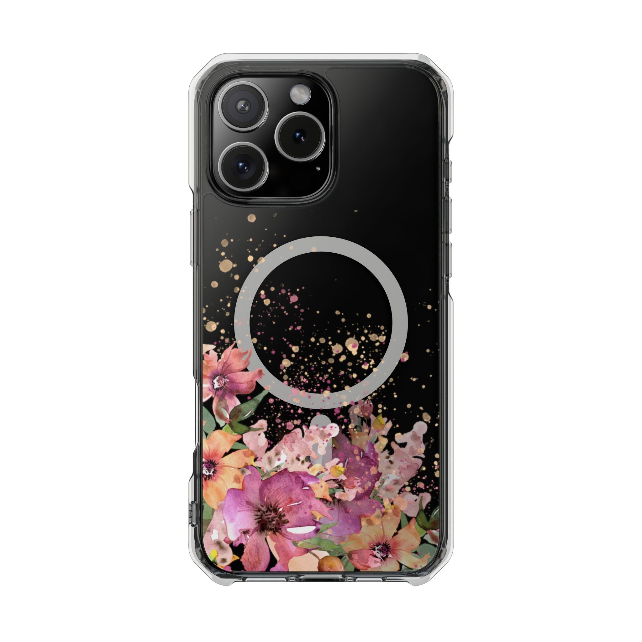 MagSafe Clear Phone Case — Pink Floral Protective Case