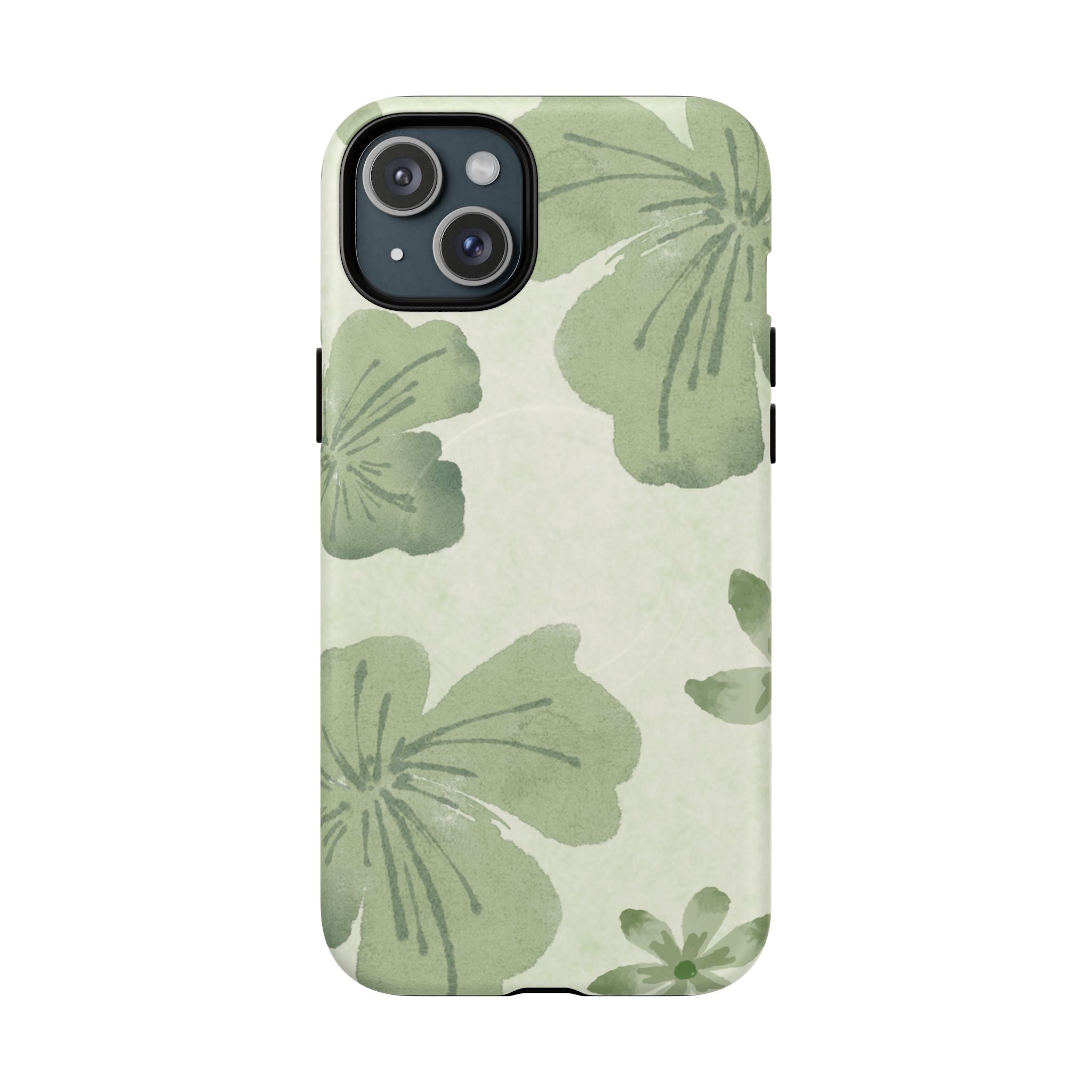 Green Watercolor Hibiscus Tough Magnetic Phone Case