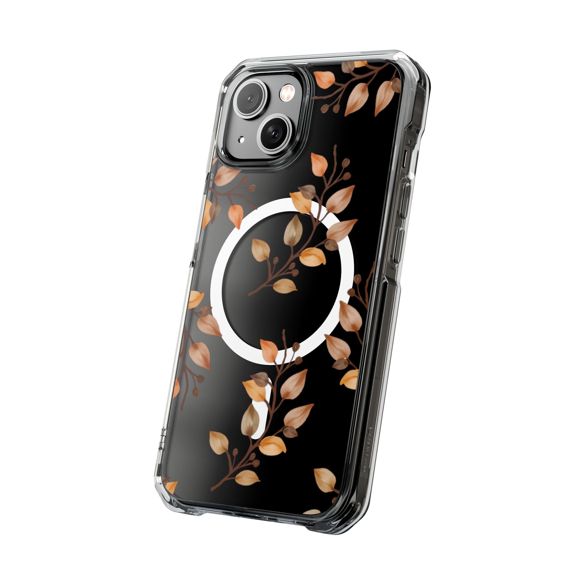 Clear Magnetic Phone Case — Autumn Gold Leaves Design