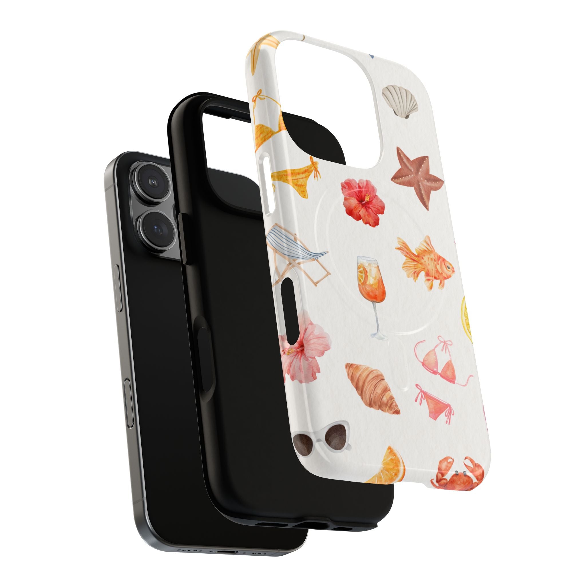 Beach Pattern Tough Magnetic Phone Case — Tropical Shells, Starfish & Summer Icons