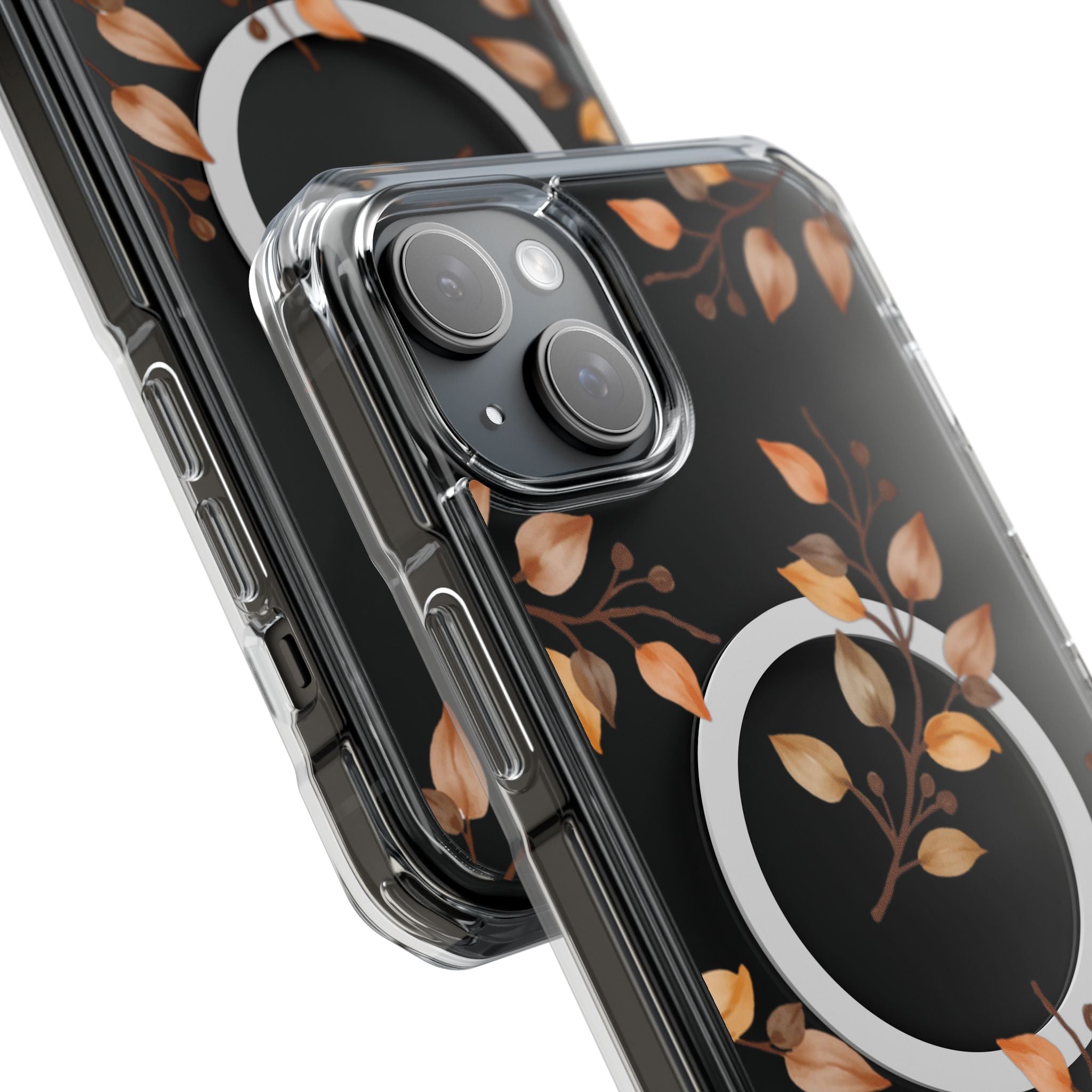 Clear Magnetic Phone Case — Autumn Gold Leaves Design