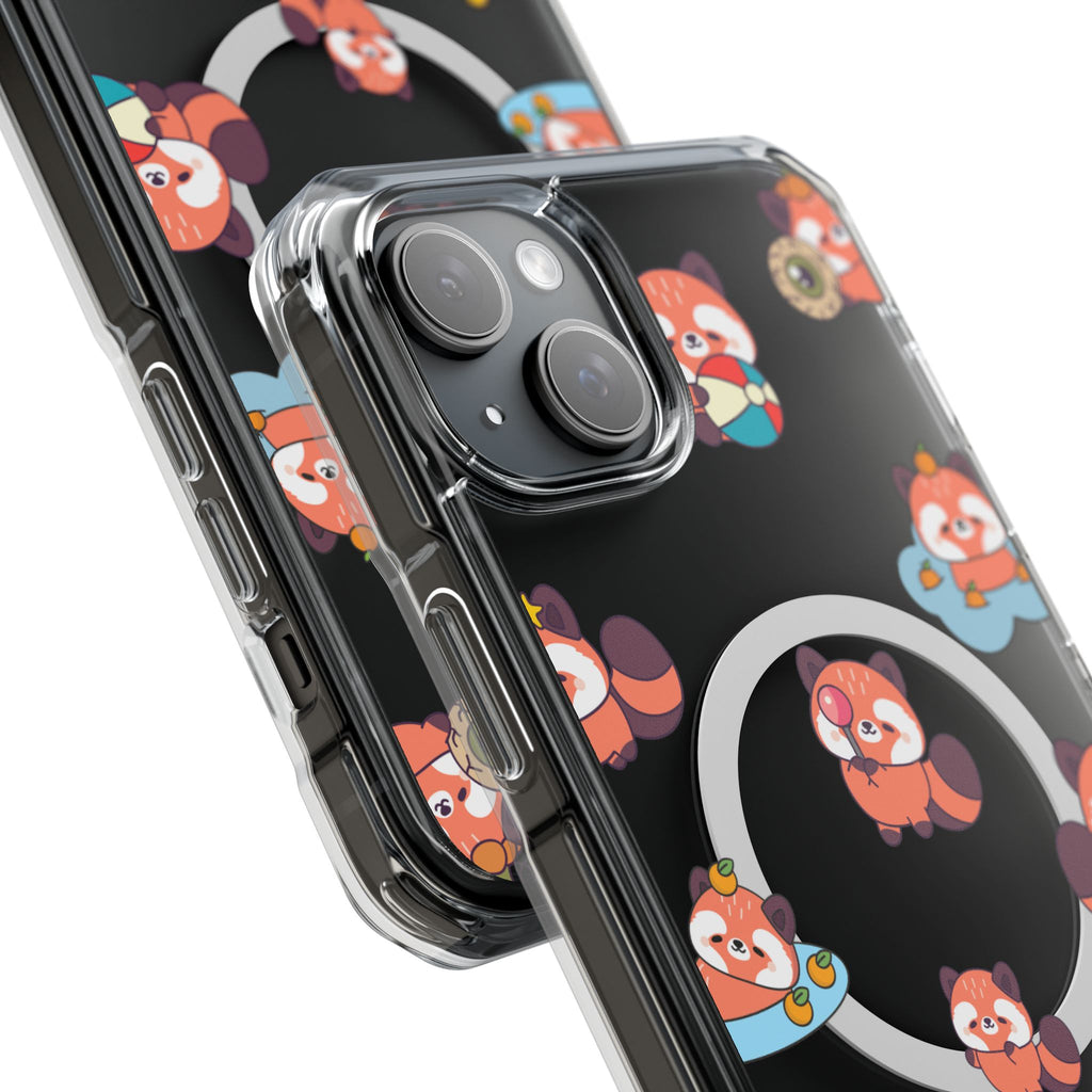 Red Panda Pattern Clear MagSafe Phone Case — Magnetic Protective Case