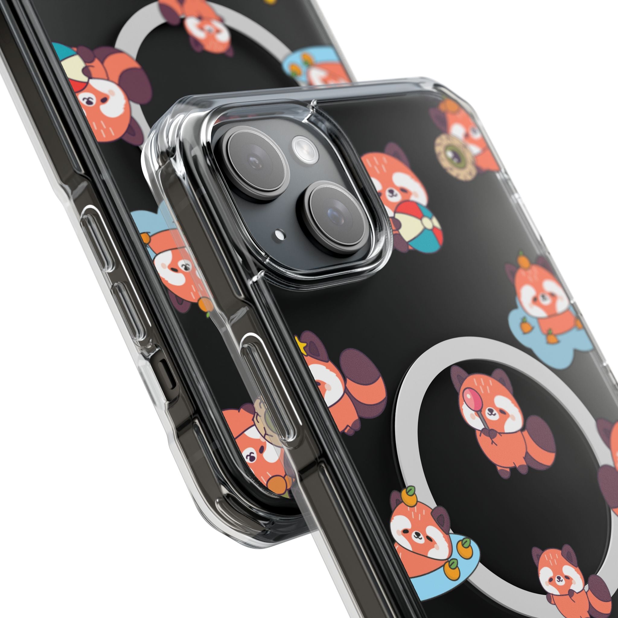 Red Panda Pattern Clear MagSafe Phone Case — Magnetic Protective Case