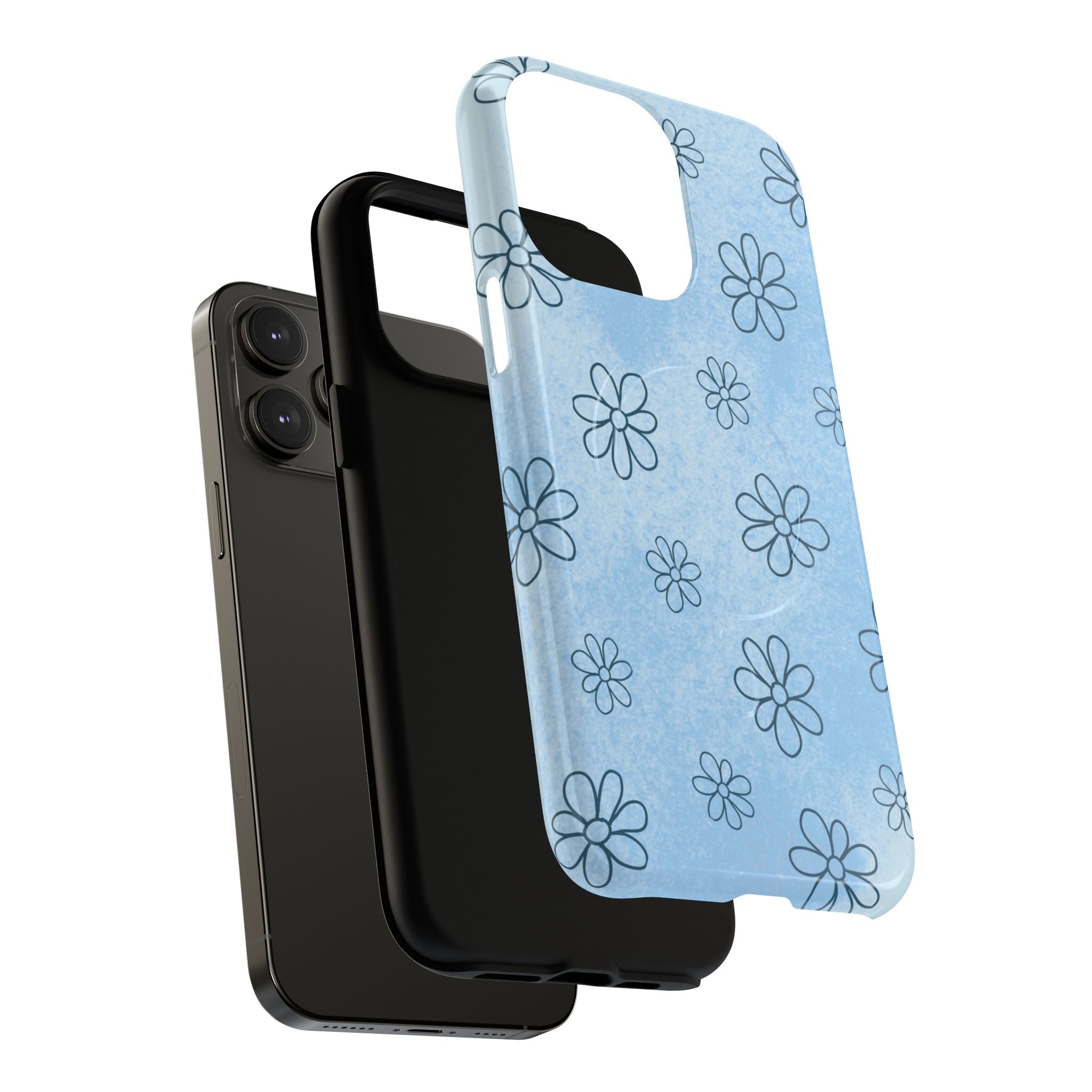 Blue Daisy Magnetic Tough Case — Floral Phone Case with Soft Watercolor Vibe