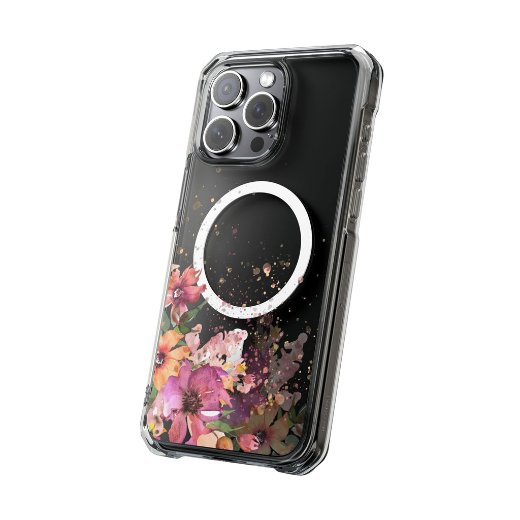MagSafe Clear Phone Case — Pink Floral Protective Case