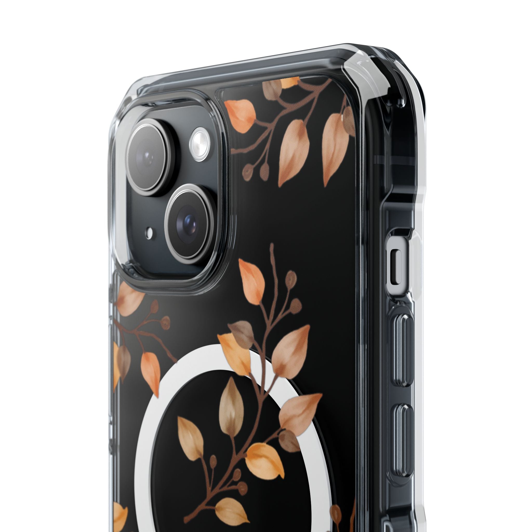 Clear Magnetic Phone Case — Autumn Gold Leaves Design