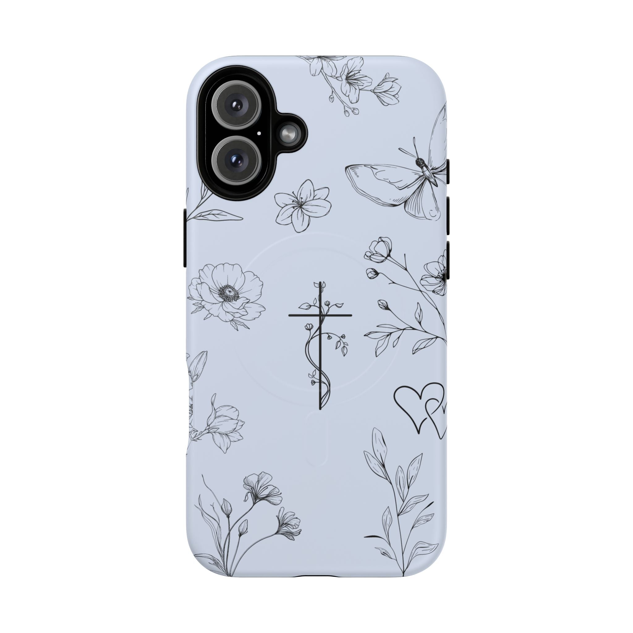 Floral Cross Tough Magnetic Phone Case — Faith-Inspired Protective iPhone Cover