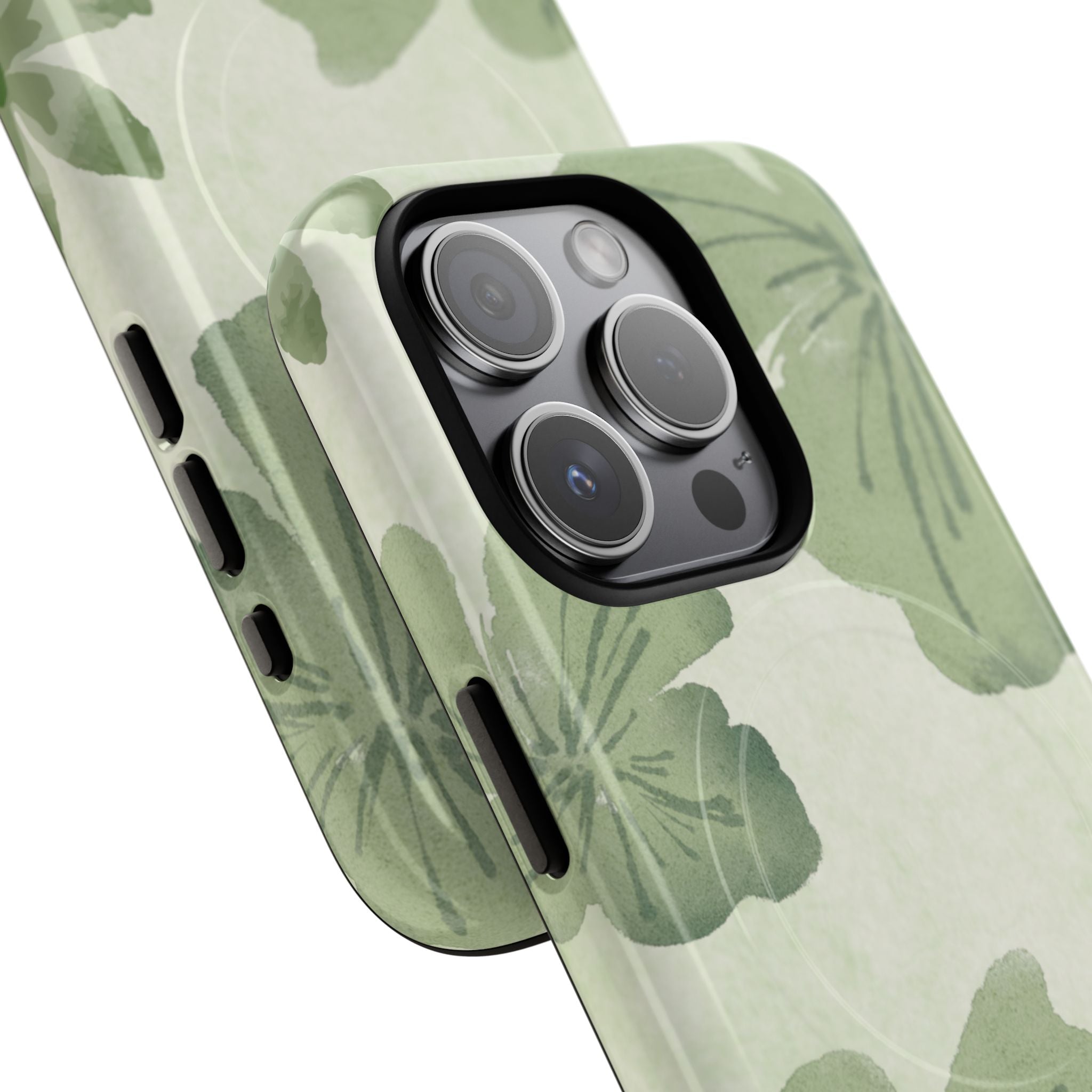 Green Watercolor Hibiscus Tough Magnetic Phone Case